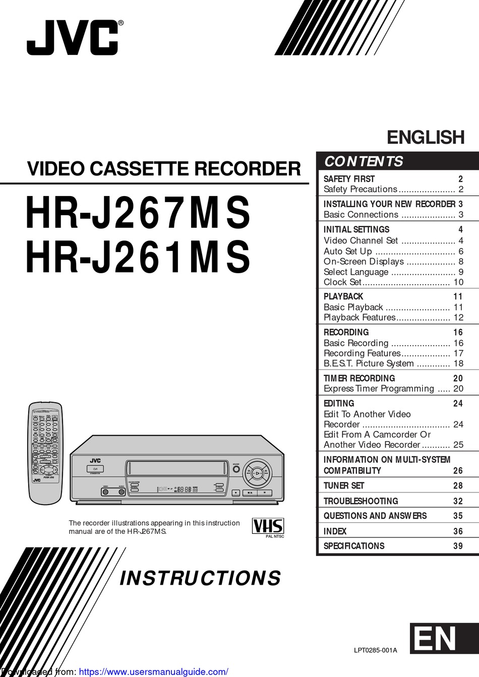 JVC HRJ267MS INSTRUCTIONS MANUAL Pdf Download ManualsLib