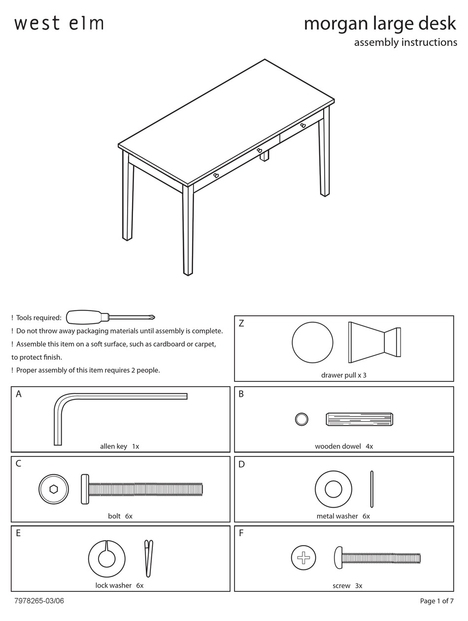 WEST ELM LARGE DESK ASSEMBLY INSTRUCTIONS MANUAL Pdf Download