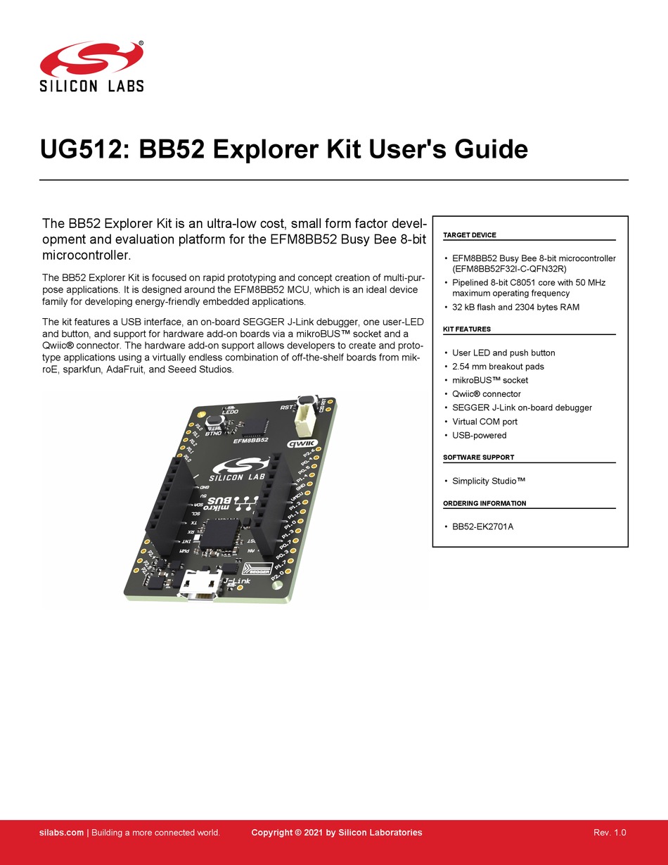 SILICON LABORATORIES BB52 EXPLORER KIT USER MANUAL Pdf Download ...