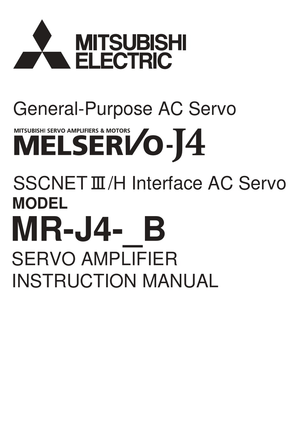 MITSUBISHI ELECTRIC MR-J4 B SERIES INSTRUCTION MANUAL Pdf Download ...