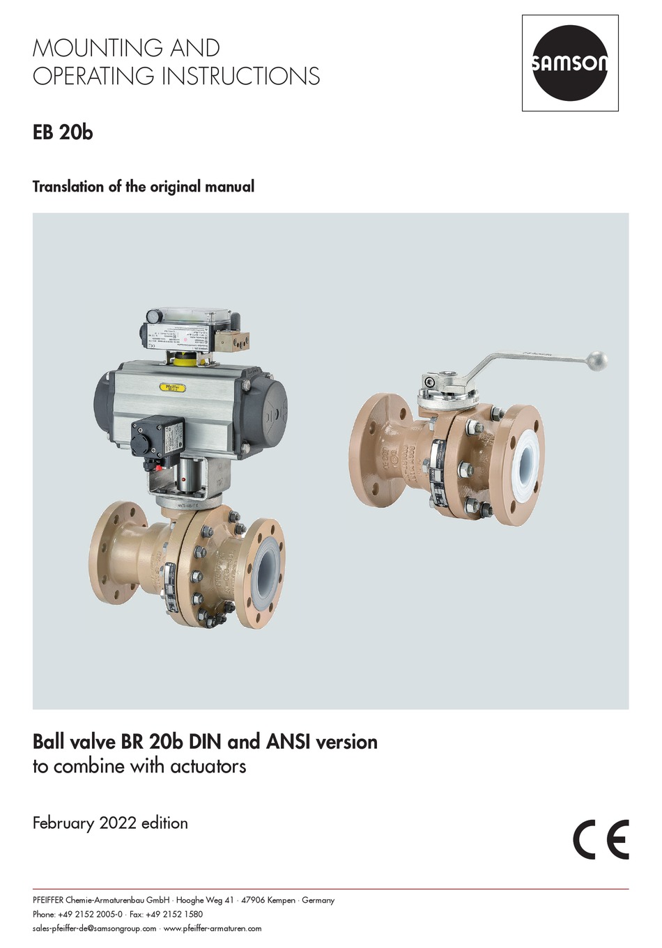 SAMSON EB 20B MOUNTING AND OPERATING INSTRUCTIONS Pdf Download | ManualsLib