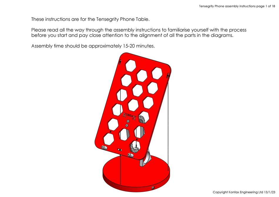 KONTAX TENSEGRITY PHONE TABLE INSTRUCTIONS MANUAL Pdf Download ManualsLib