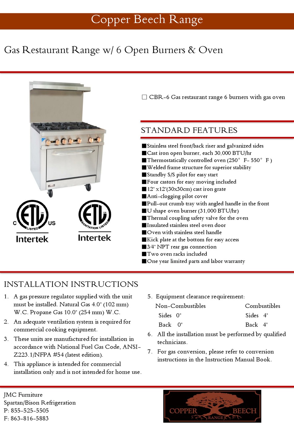 COPPER BEECH CBR-6 INSTALLATION INSTRUCTIONS Pdf Download | ManualsLib