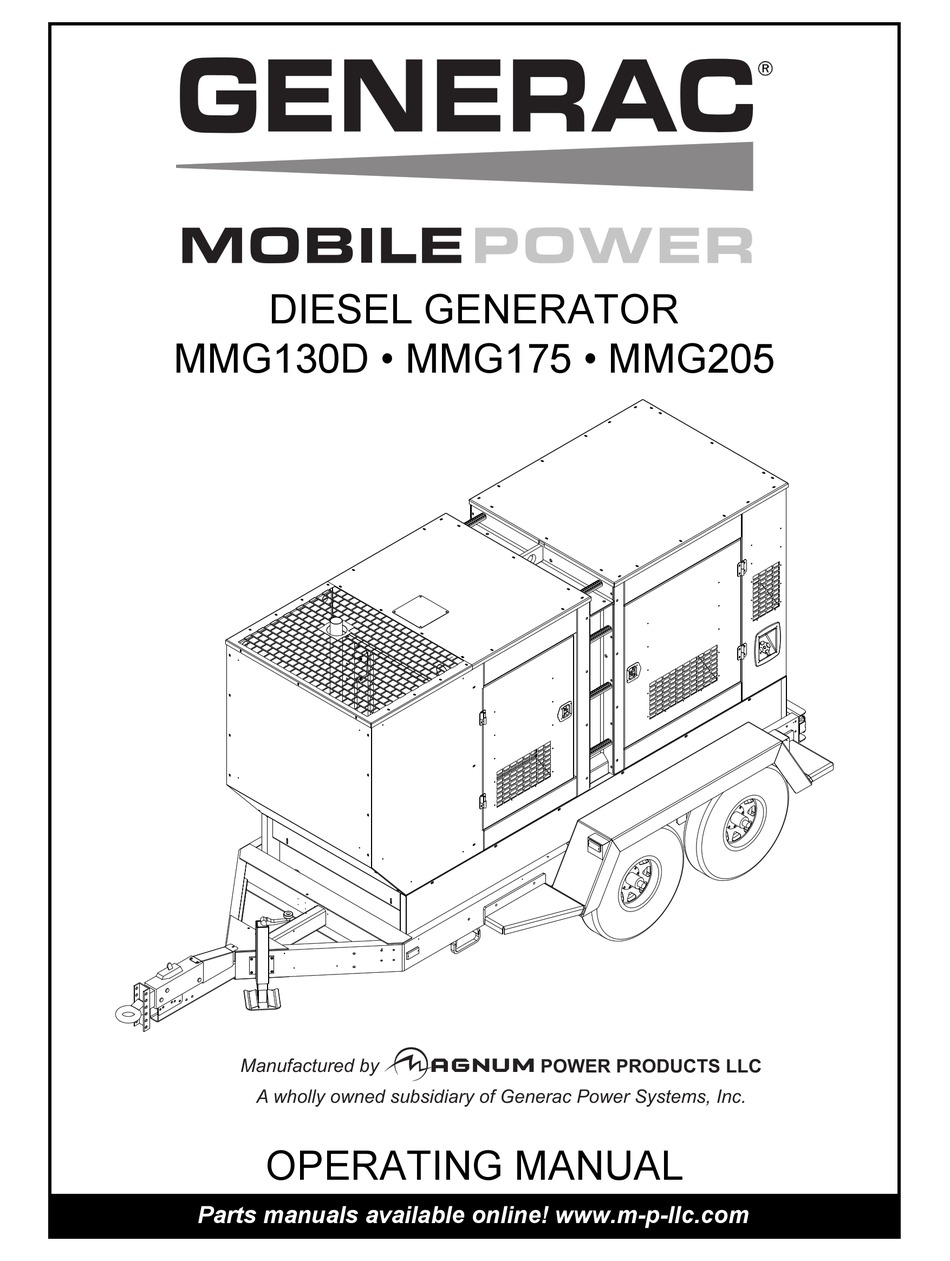 GENERAC POWER SYSTEMS MOBILEPOWER MMG130D OPERATING MANUAL Pdf Download