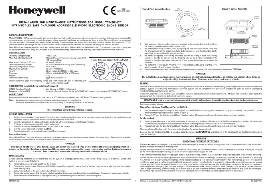 HONEYWELL TC842B1007 INSTALLATION AND MAINTENANCE INSTRUCTIONS Pdf ...