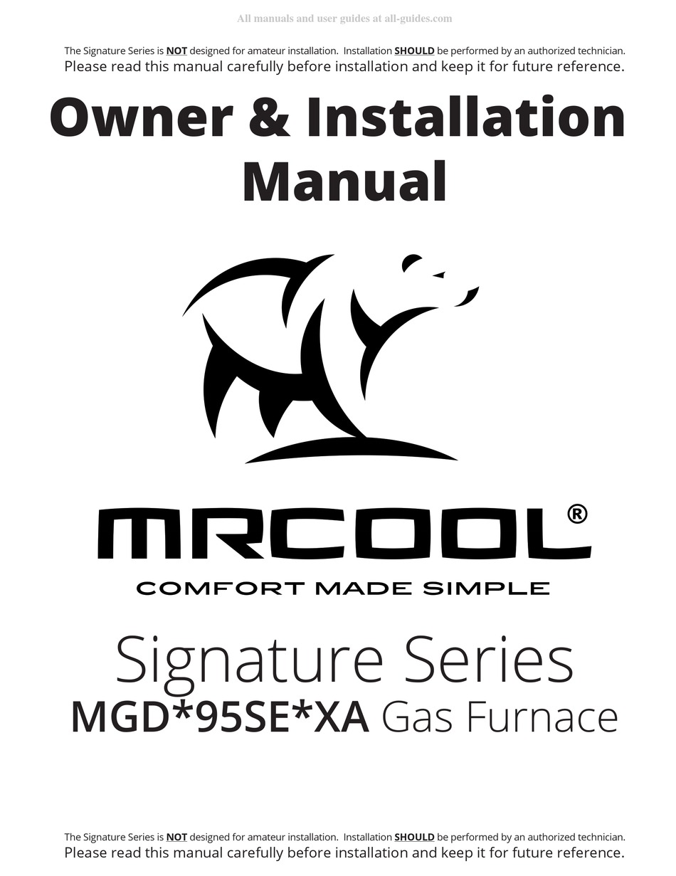 MRCOOL SIGNATURE SERIES OWNERS & INSTALLATION MANUAL Pdf Download