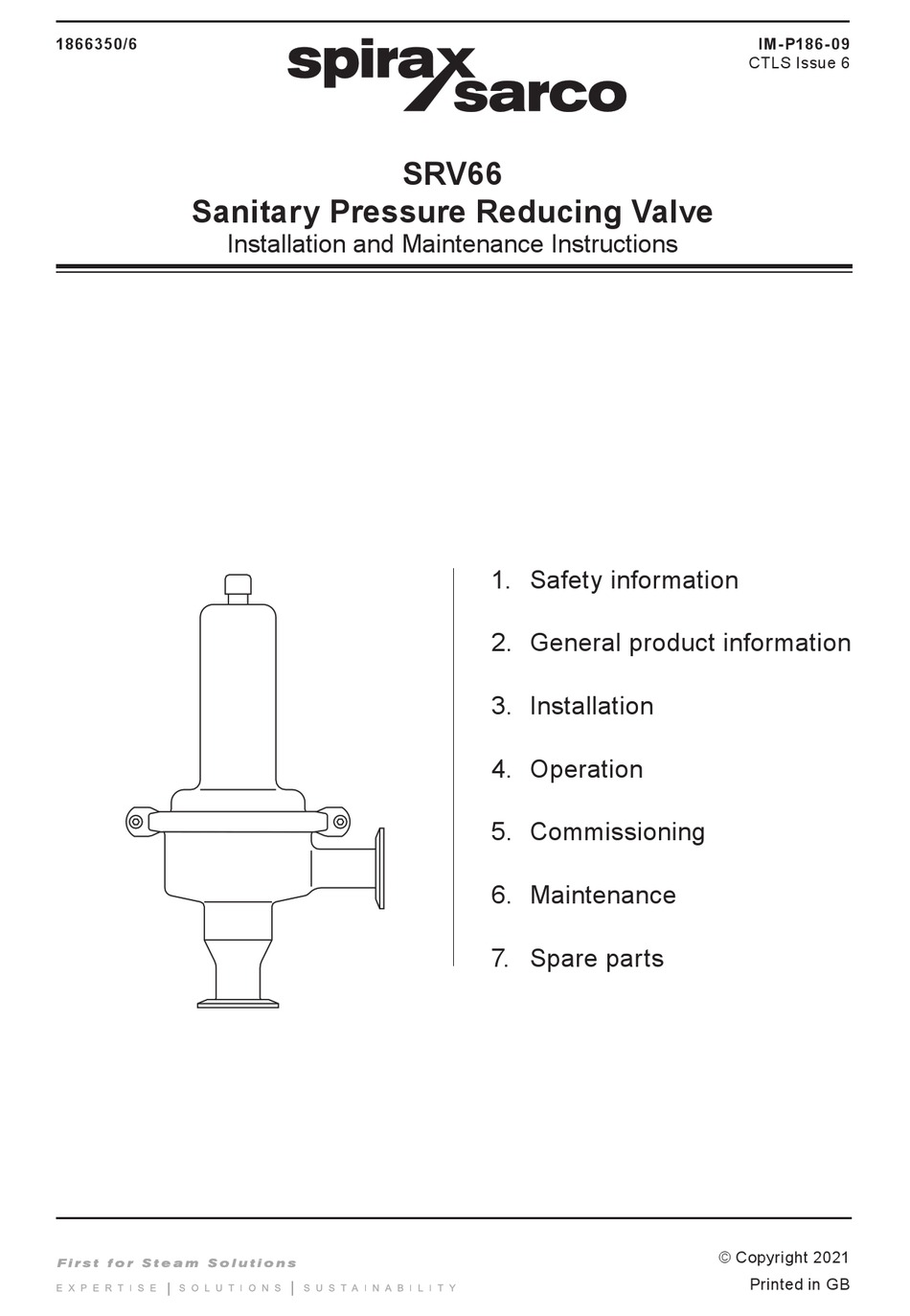 SPIRAX SARCO SRV66 INSTALLATION AND MAINTENANCE INSTRUCTIONS MANUAL Pdf