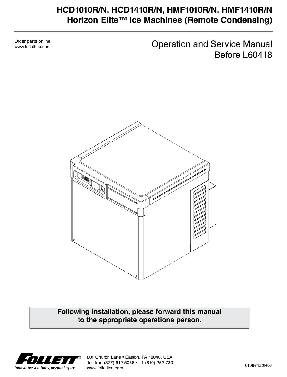 FOLLETT HORIZON ELITE HMD1010R/N OPERATION AND SERVICE MANUAL Pdf