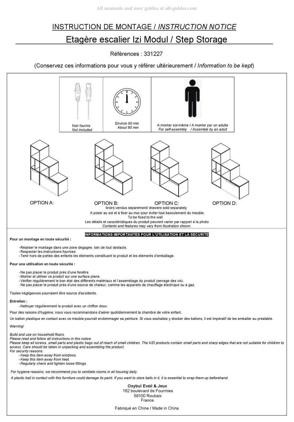 OXYBUL ÉVEIL & JEUX 331227 INSTRUCTION NOTICE Pdf Download ManualsLib