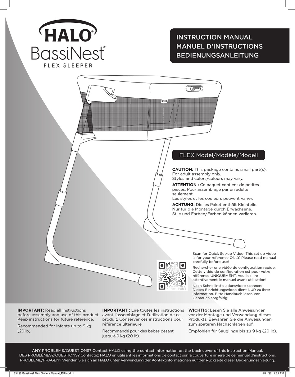 Halo Bassinest Flex Instruction Manual Pdf Download Manualslib