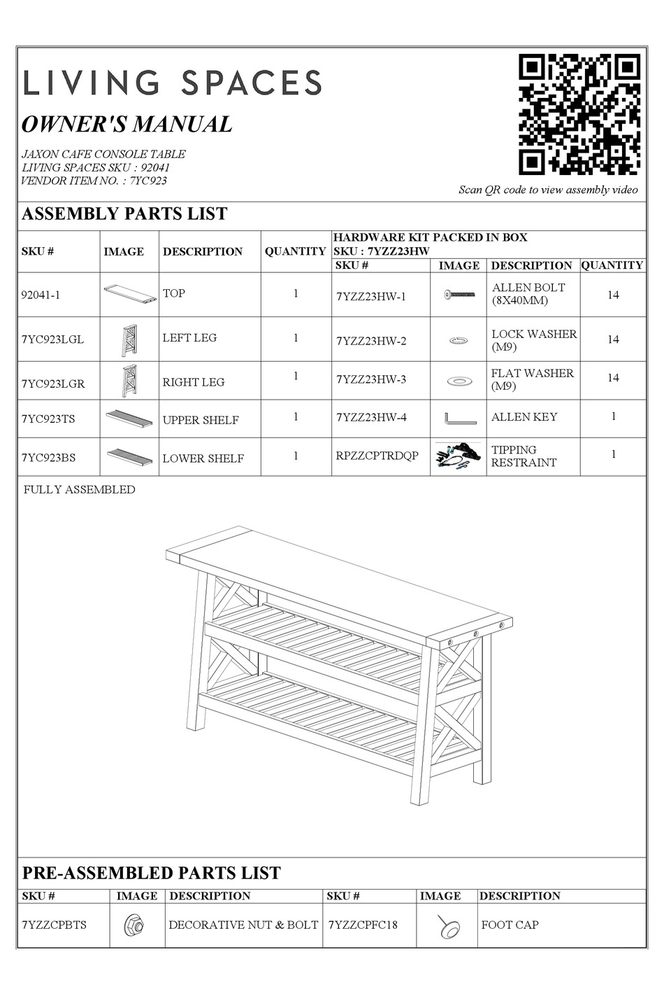 living-spaces-jaxon-7yc923-owner-s-manual-pdf-download-manualslib