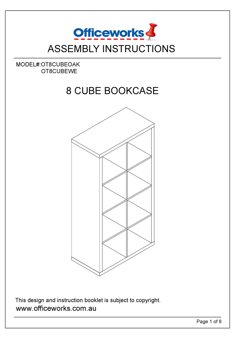 OFFICEWORKS OT8CUBEOAK ASSEMBLY INSTRUCTIONS MANUAL Pdf Download