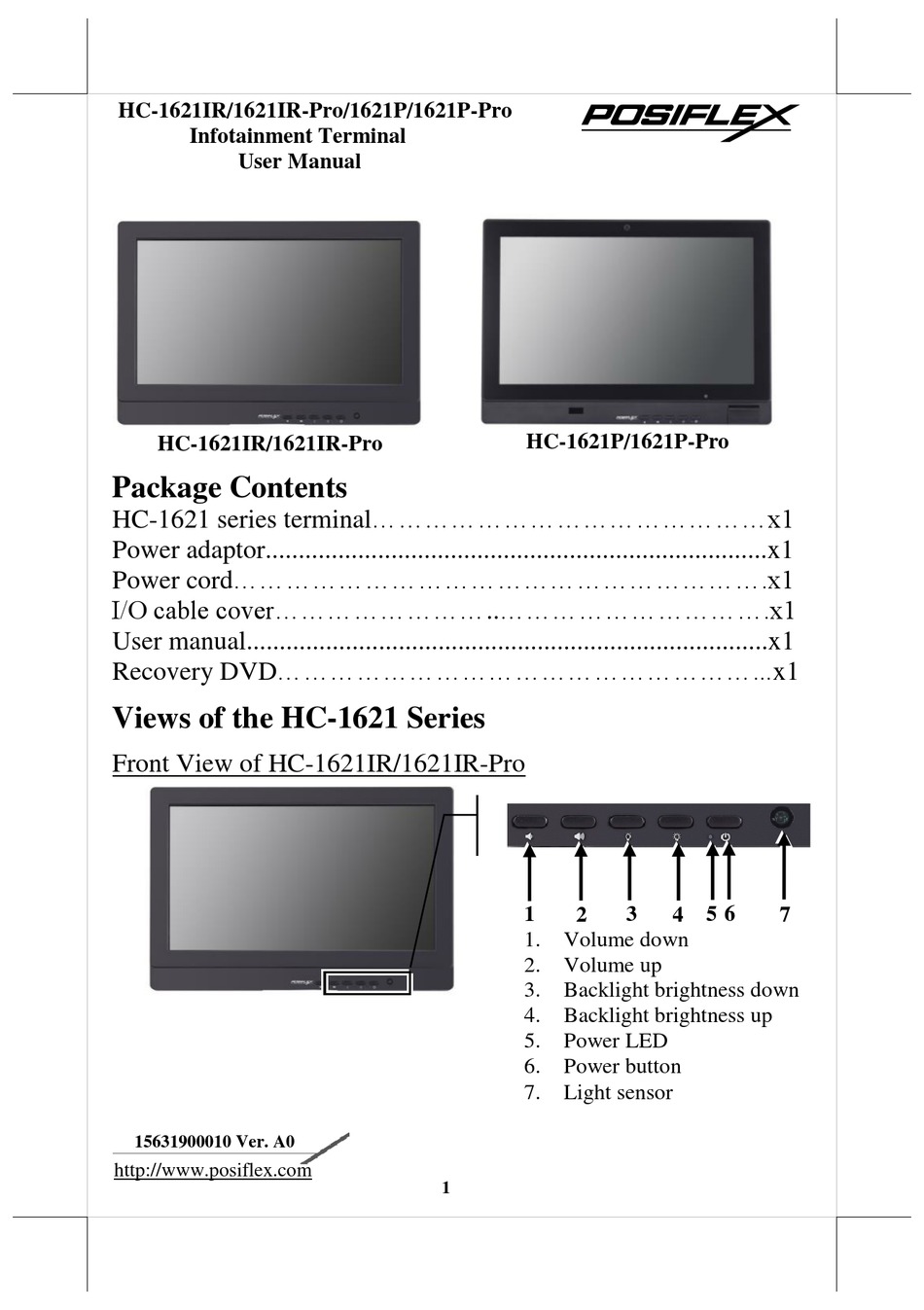 POSIFLEX HC-1621IR USER MANUAL Pdf Download | ManualsLib