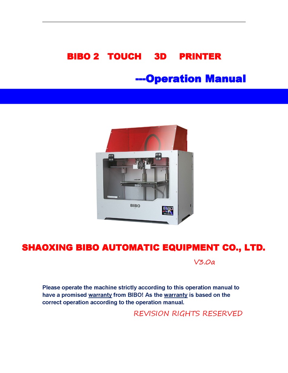 BIBO 2 TOUCH OPERATION MANUAL Pdf Download | ManualsLib