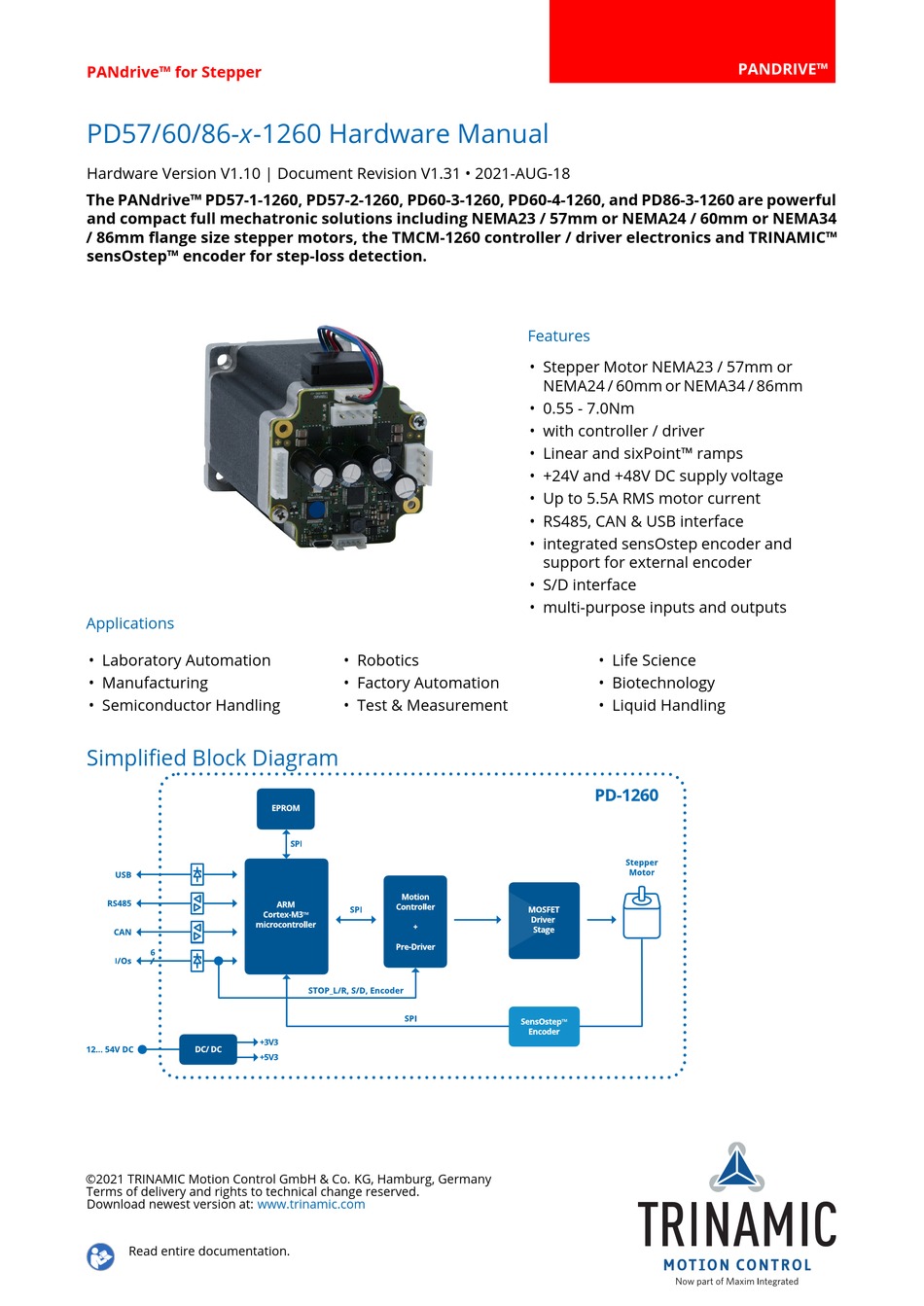 TRINAMIC PANDRIVE PD57 1260 SERIES HARDWARE MANUAL Pdf Download ...