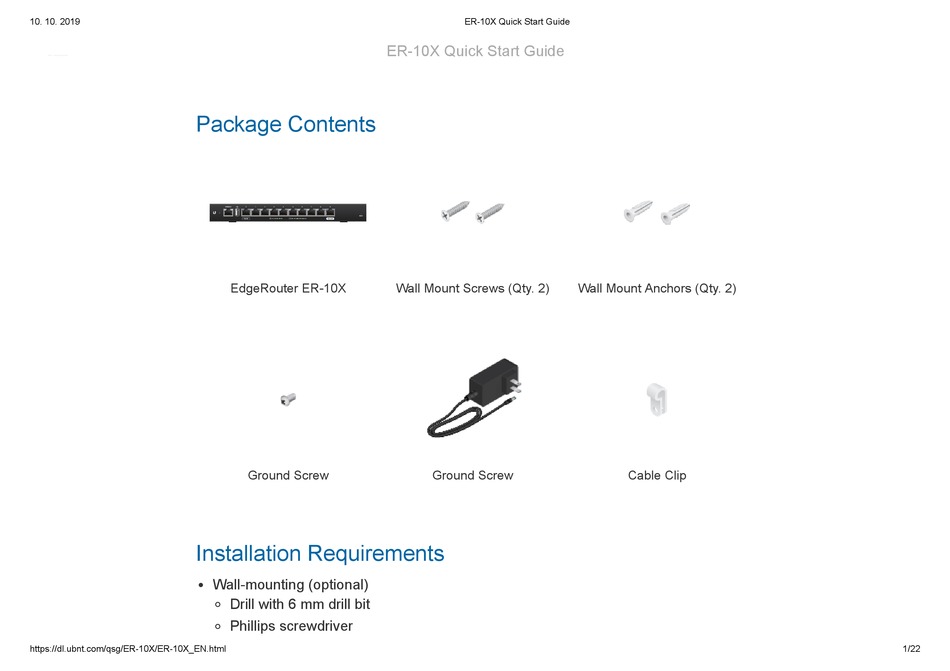 UBIQUITI EDGEROUTER ER-10X QUICK START MANUAL Pdf Download | ManualsLib