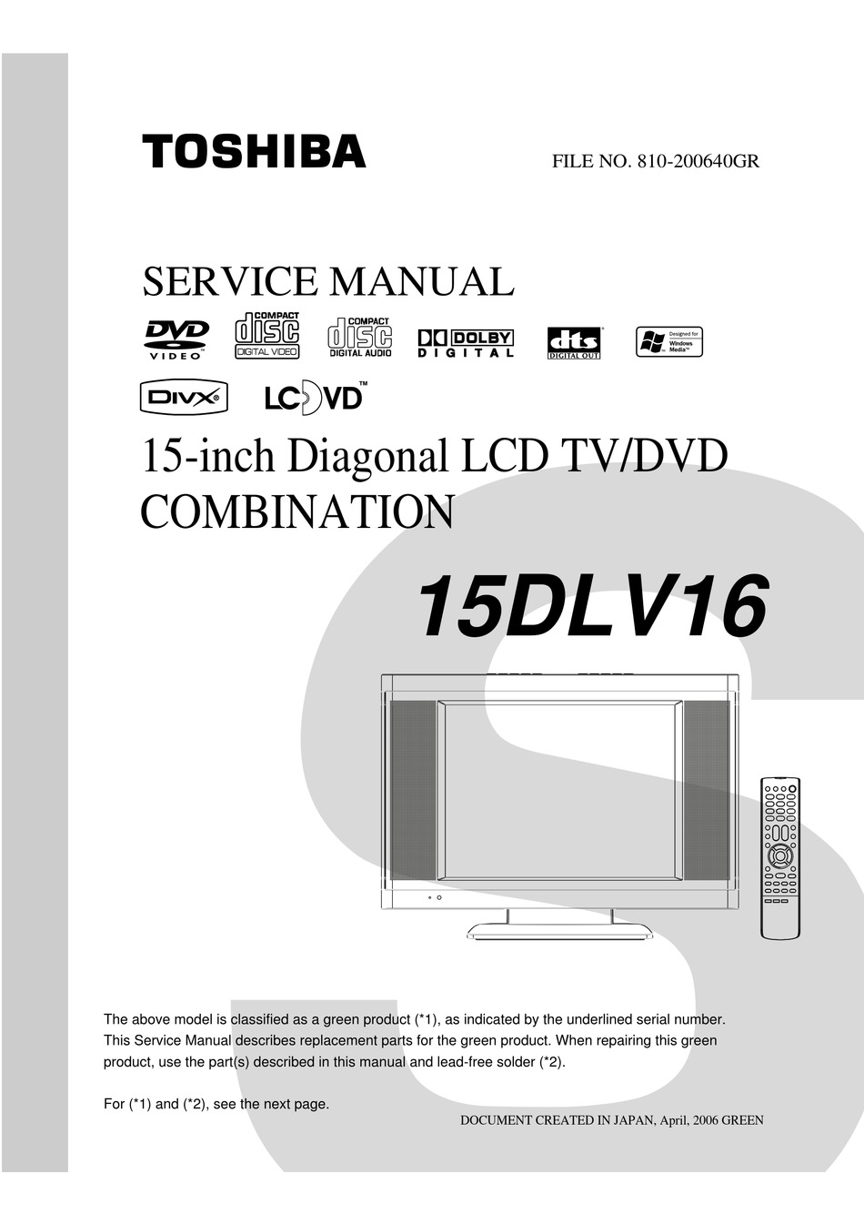 TOSHIBA 15DLV16 SERVICE MANUAL Pdf Download ManualsLib
