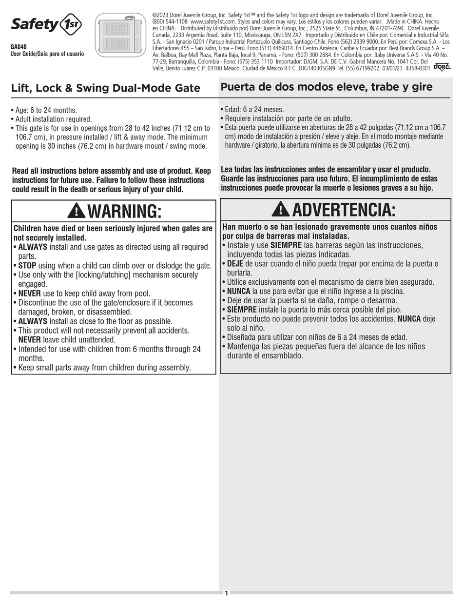 SAFETY 1ST GA048 USER MANUAL Pdf Download ManualsLib