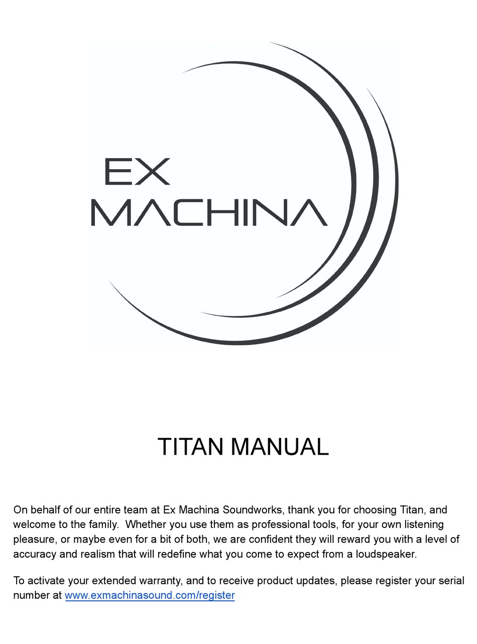 EX MACHINA SOUNDWORKS TITAN MANUAL Pdf Download ManualsLib
