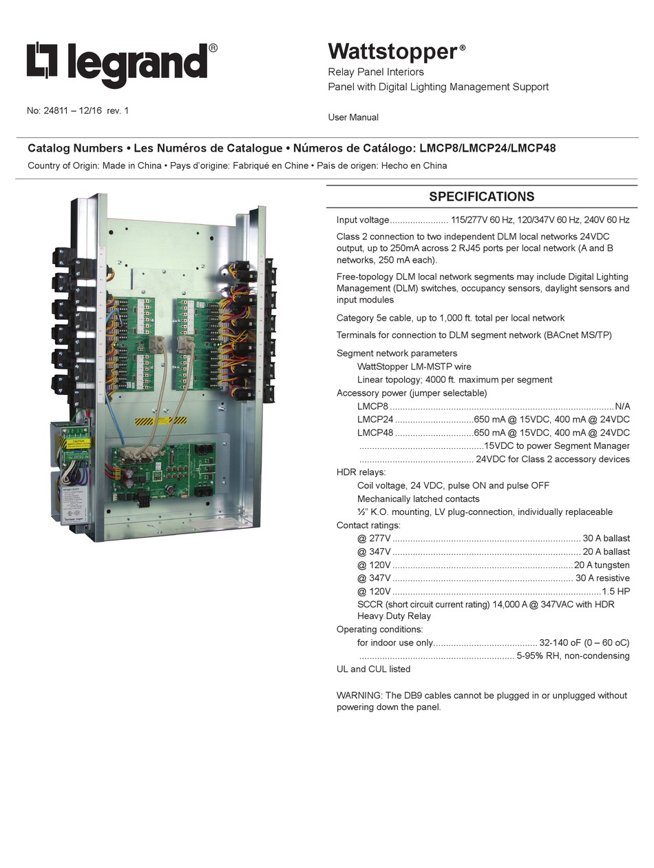 LEGRAND WATTSTOPPER LMCP8 MANUAL Pdf Download ManualsLib