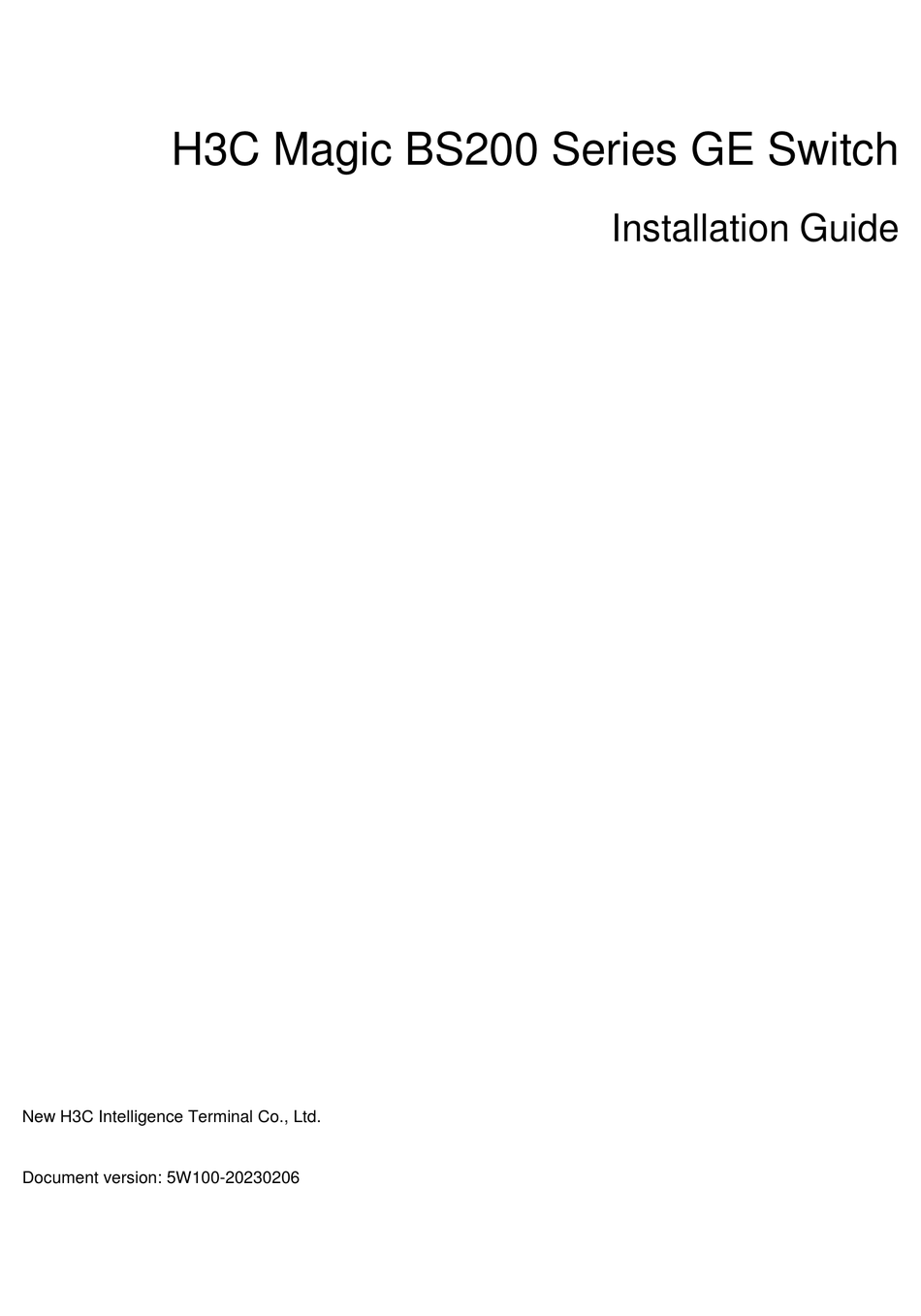 H3C MAGIC BS200 GE SERIES INSTALLATION MANUAL Pdf Download | ManualsLib