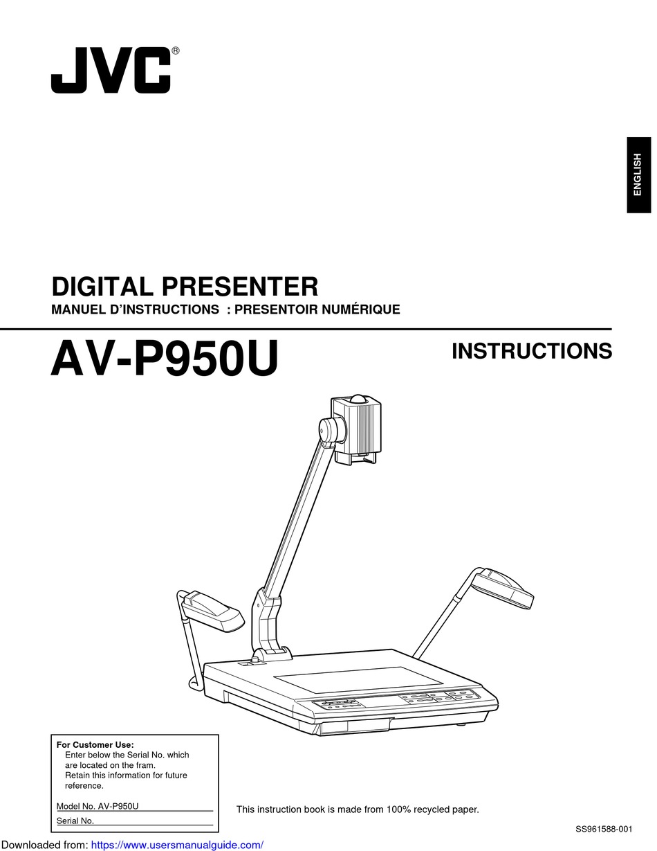 JVC AV-P950U INSTRUCTIONS MANUAL Pdf Download | ManualsLib
