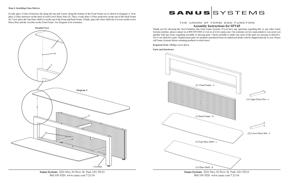 SANUS SYSTEMS SFV65 ASSEMBLY INSTRUCTIONS Pdf Download ManualsLib