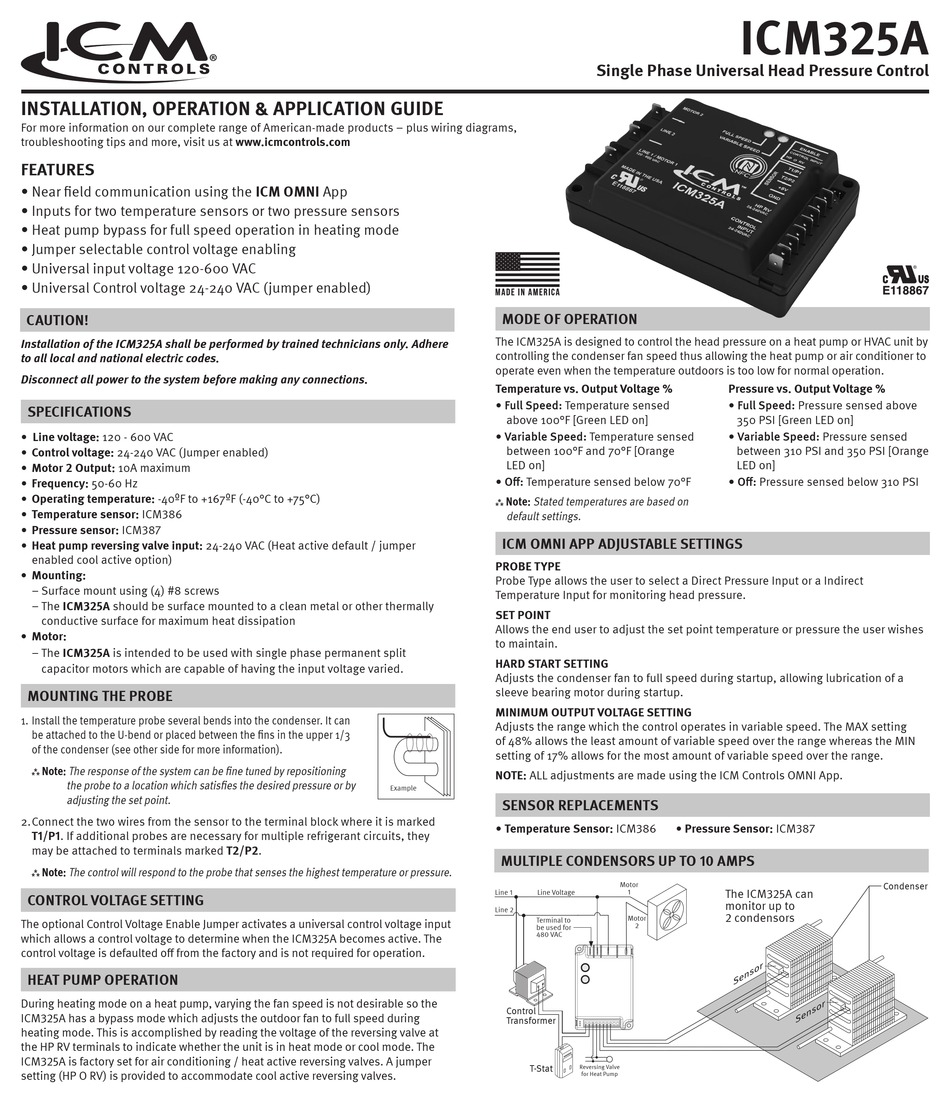 ICM CONTROLS ICM325A INSTALLATION, OPERATION & APPLICATION MANUAL Pdf