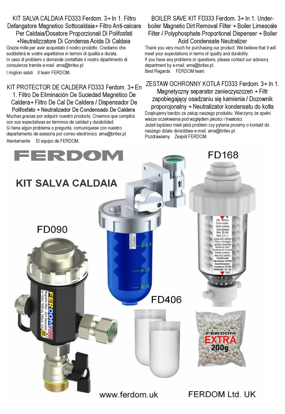 FERDOM FD406 Dosatore Proporzionali Di Polifosfati -Anticalcare e