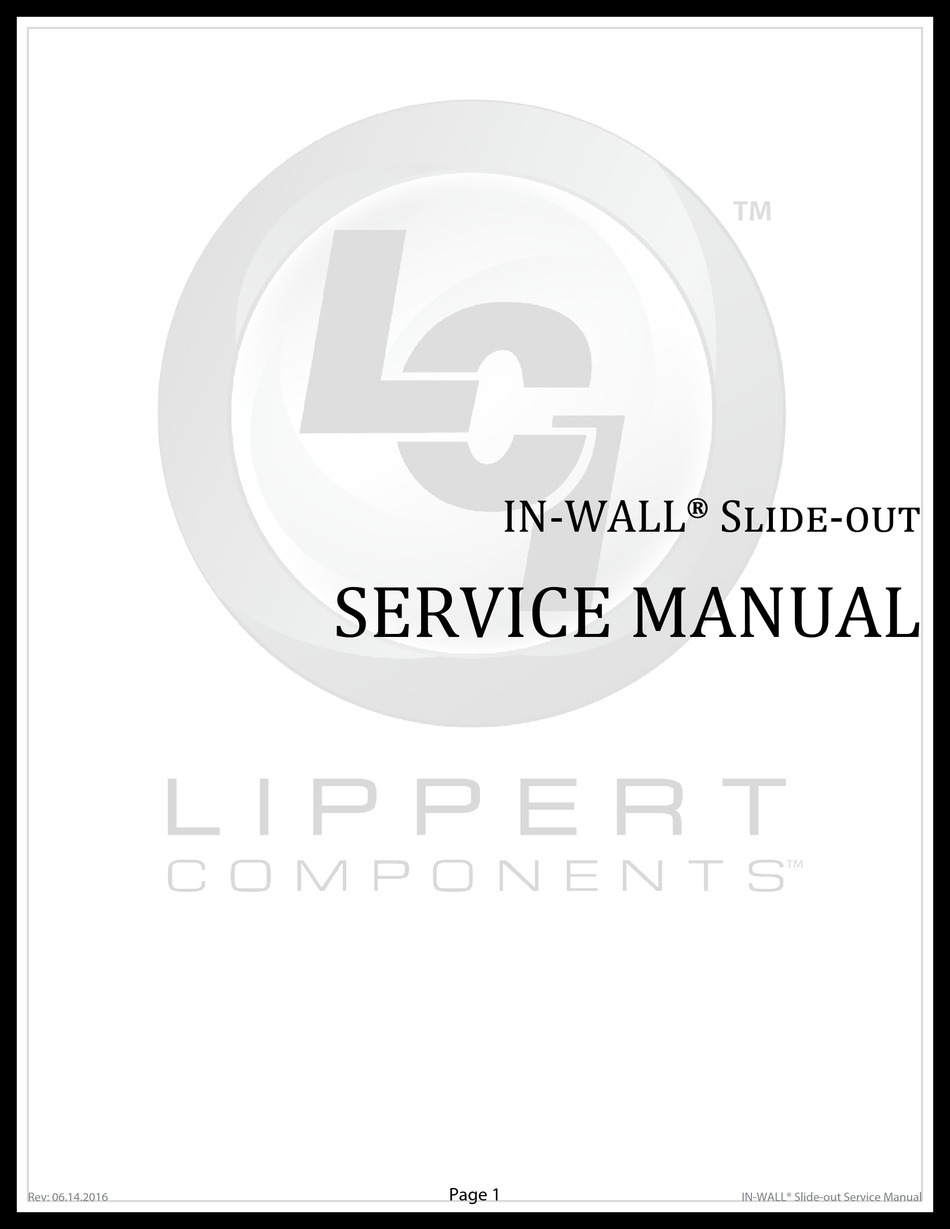 LIPPERT COMPONENTS INWALL SLIDEOUT SERVICE MANUAL Pdf Download