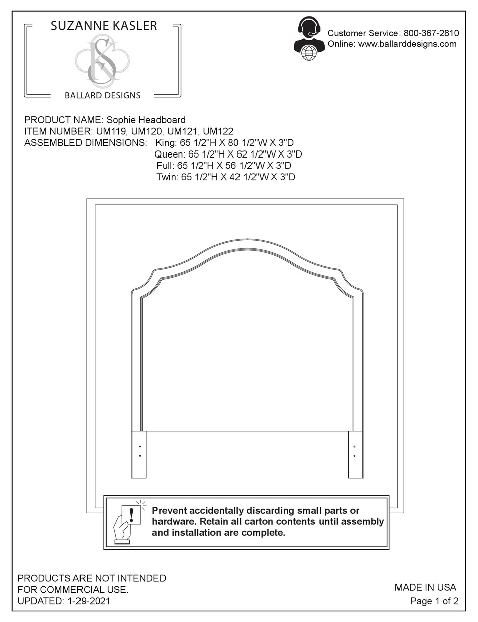 BALLARD DESIGNS SUZANNE KASLER UM119 QUICK START MANUAL Pdf Download