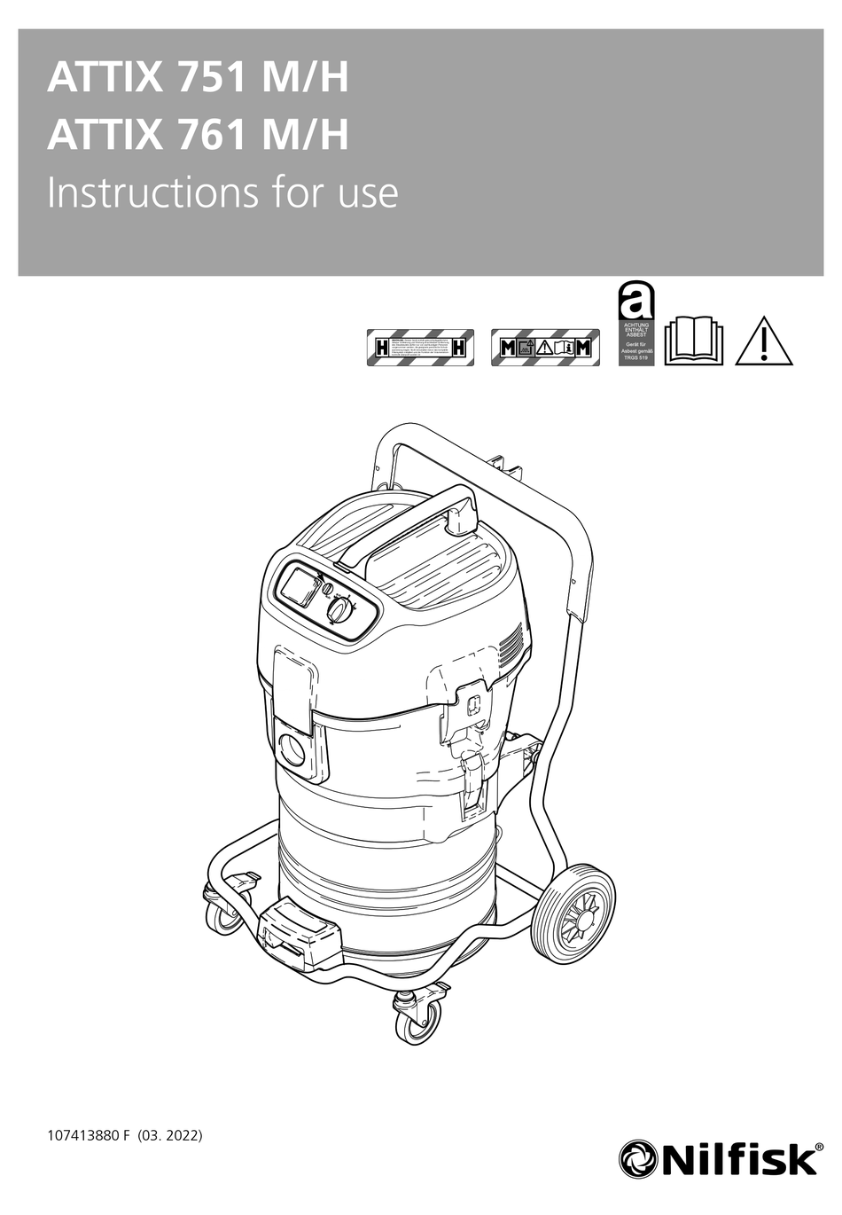 NILFISKADVANCE ATTIX 7510H EU INSTRUCTIONS FOR USE MANUAL Pdf