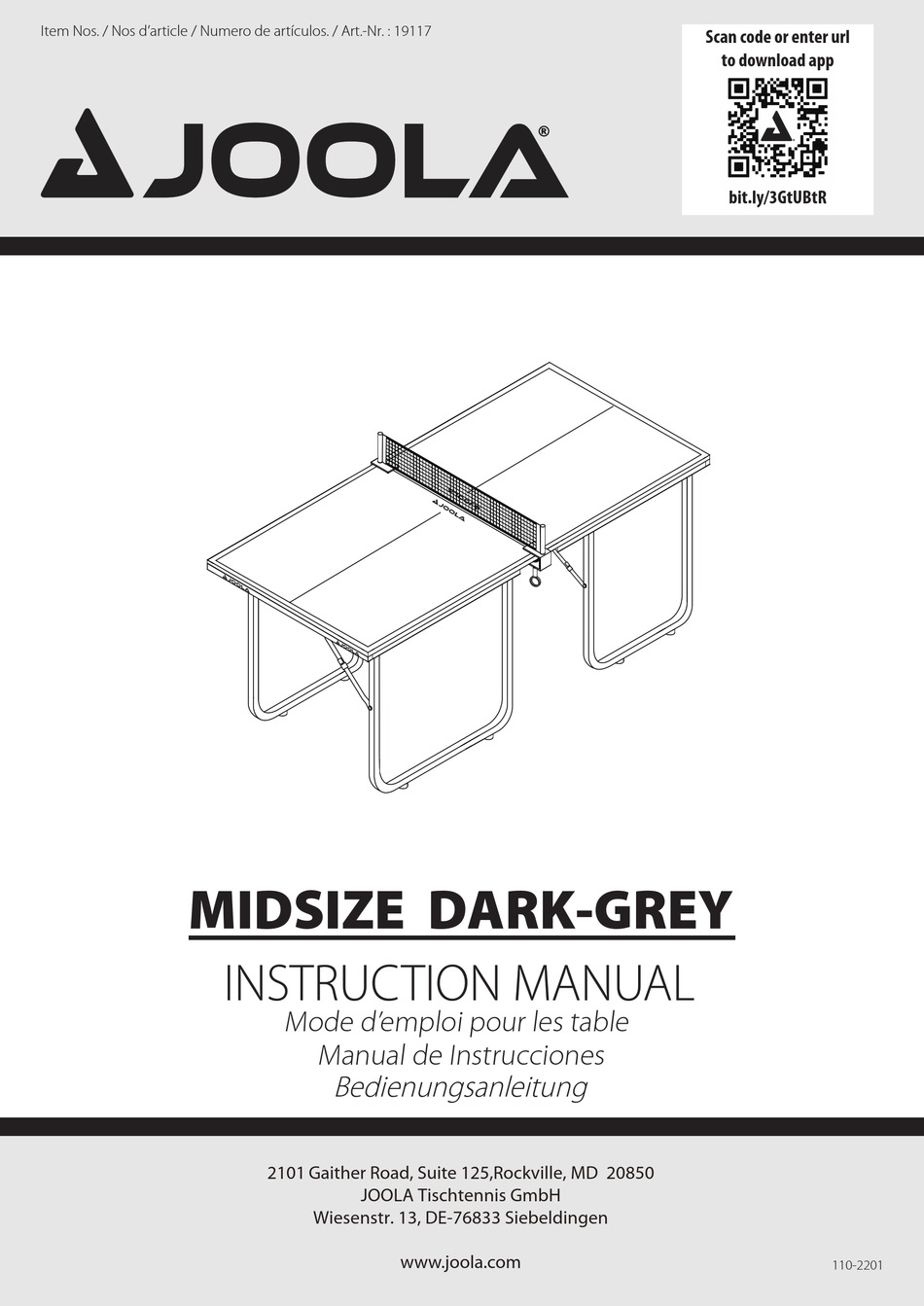 JOOLA 19117 INSTRUCTION MANUAL Pdf Download ManualsLib