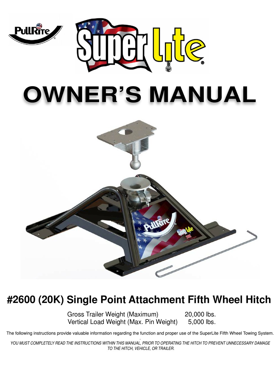 PULLRITE SUPER LITE 2600 OWNER'S MANUAL Pdf Download ManualsLib