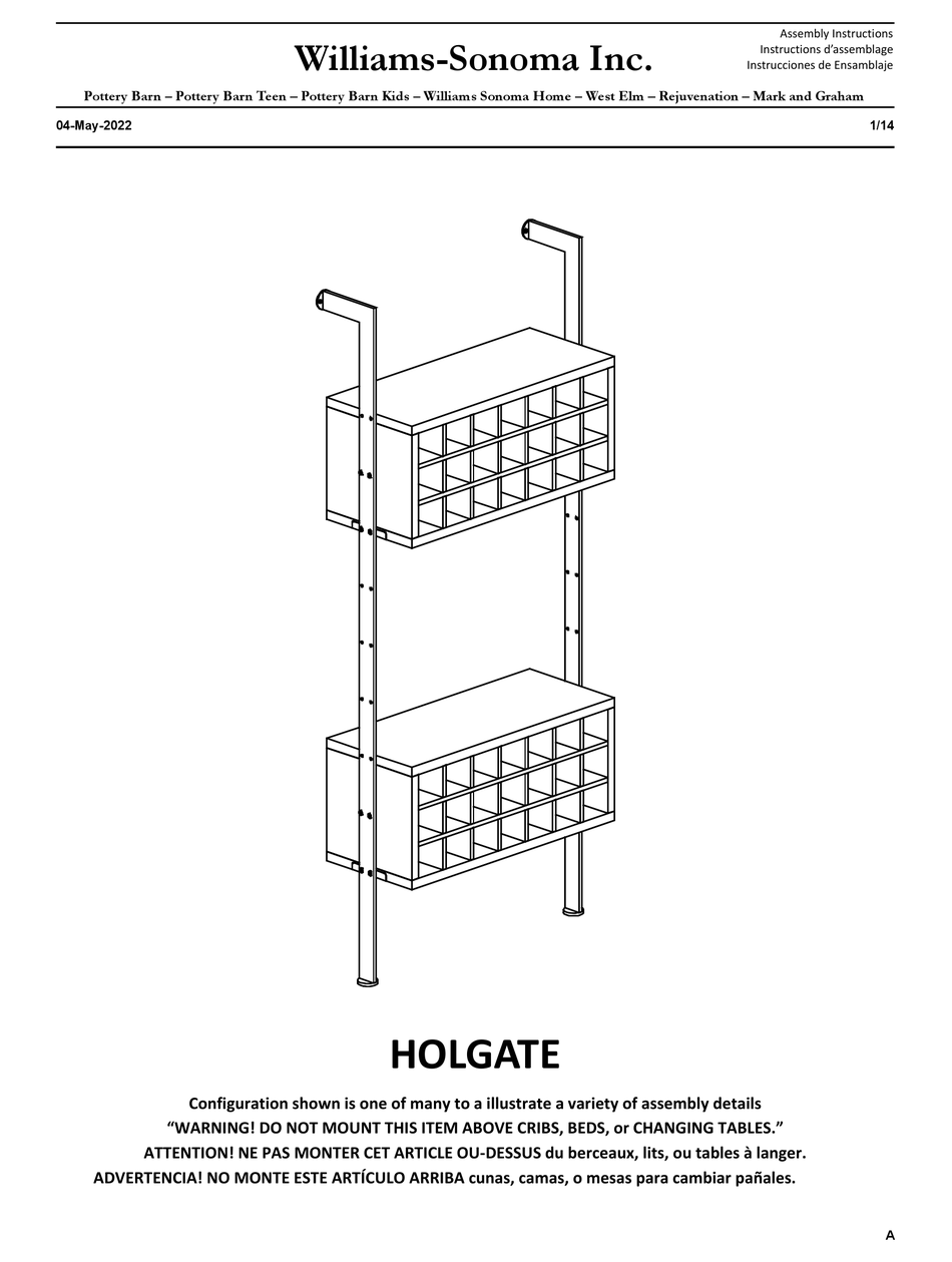 WILLIAMSSONOMA HOLGATE ASSEMBLY INSTRUCTIONS MANUAL Pdf Download