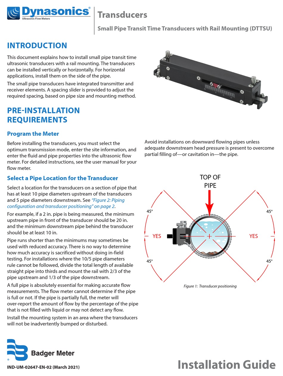 BADGER METER DYNASONICS DTTSU MANUAL Pdf Download ManualsLib