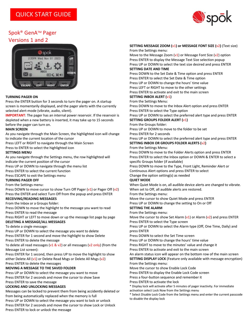 SPOK GENA 1 QUICK START MANUAL Pdf Download ManualsLib