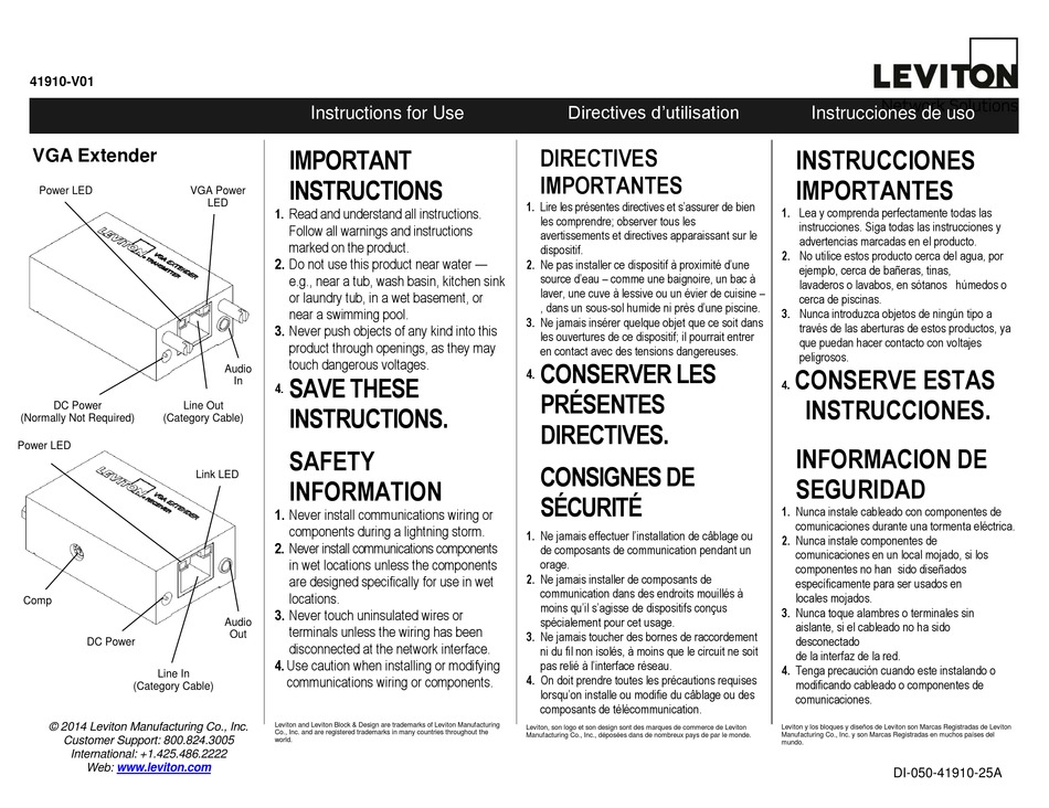LEVITON 41910V01 INSTRUCTIONS FOR USE Pdf Download ManualsLib
