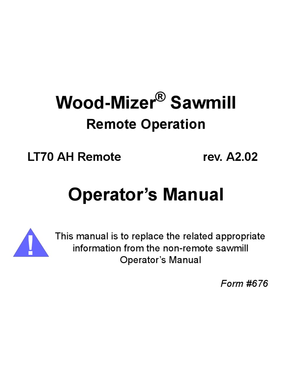 WOODMIZER LT70 OPERATOR'S MANUAL Pdf Download ManualsLib