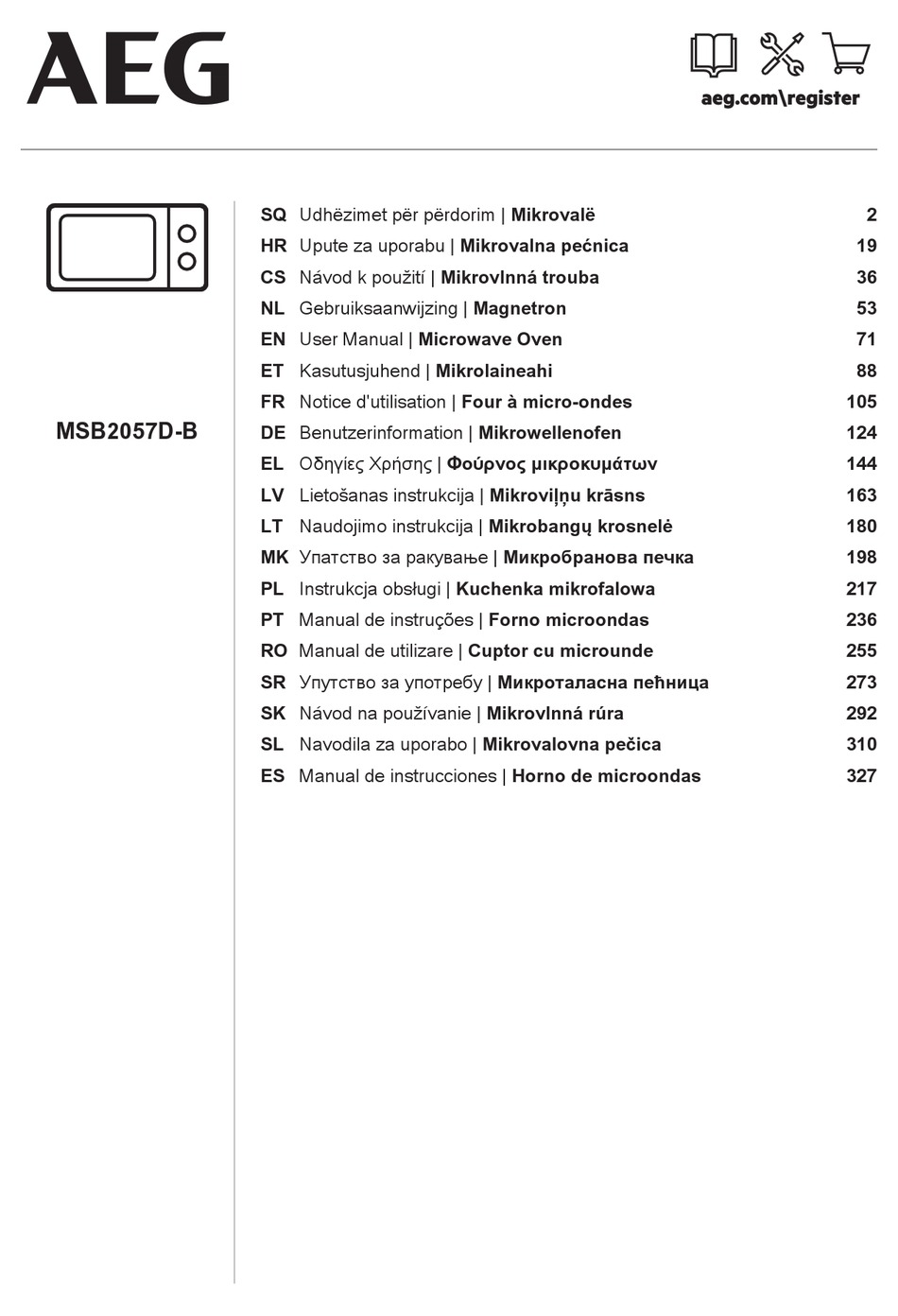 AEG MSB2057D-B USER MANUAL Pdf Download | ManualsLib