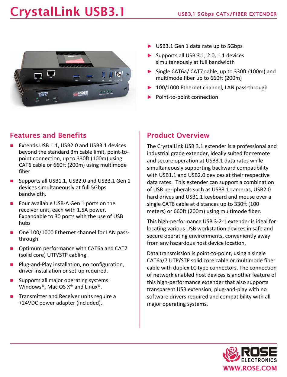 ROSE ELECTRONICS CRYSTALLINK USB3.1 INSTALLATION Pdf Download ManualsLib