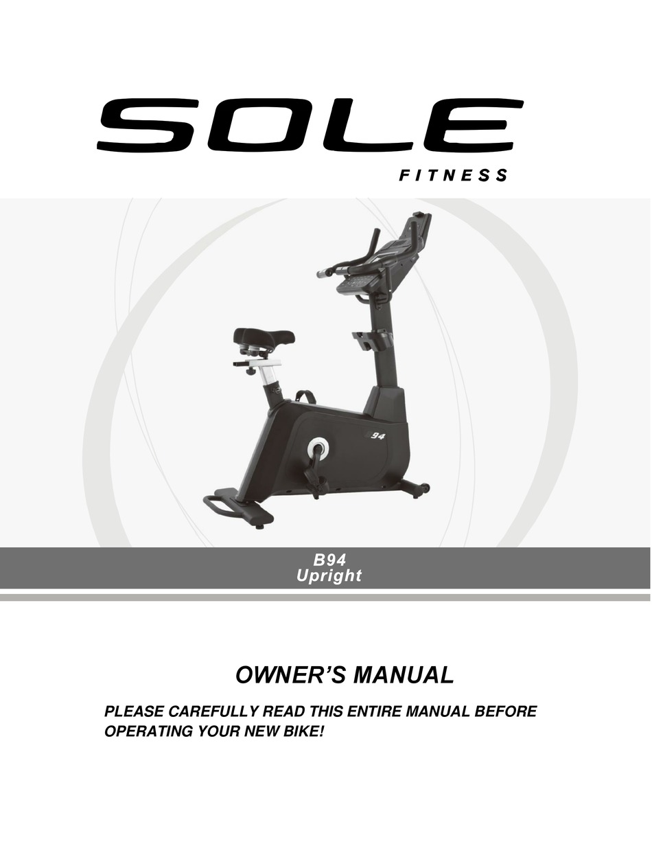 SOLE FITNESS B94 UPRIGHT OWNER'S MANUAL Pdf Download ManualsLib