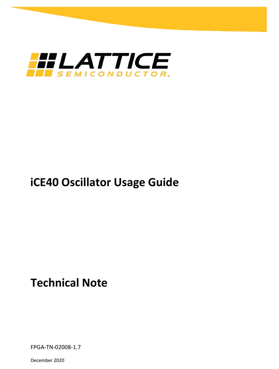 LATTICE SEMICONDUCTOR ICE40 USAGE MANUAL Pdf Download ManualsLib