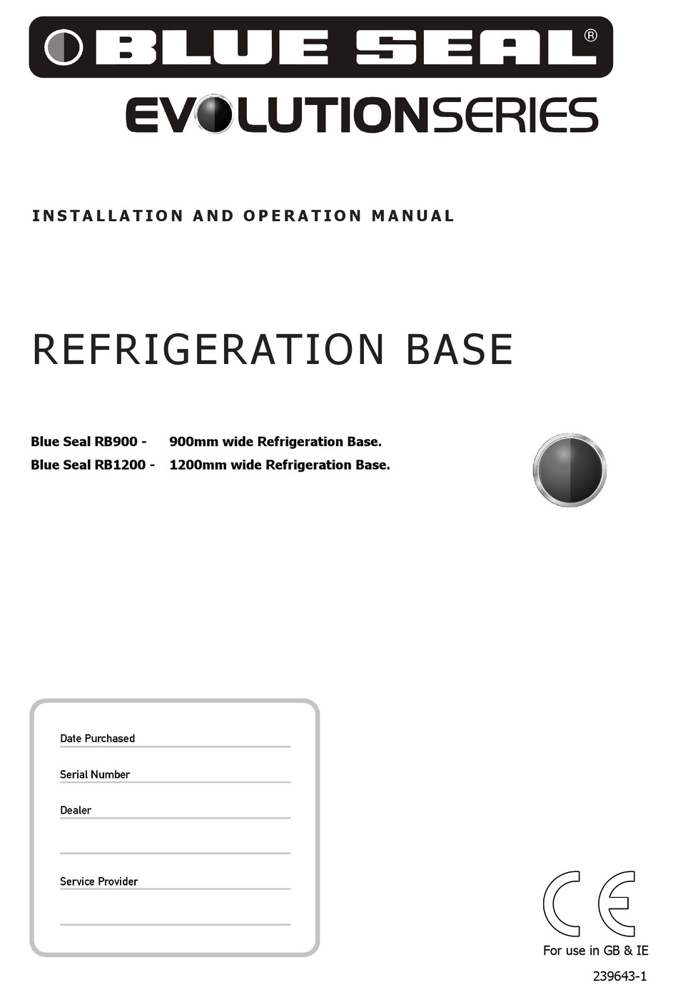 Blue Seal Evolution Series Installation And Operation Manual Pdf Download Manualslib