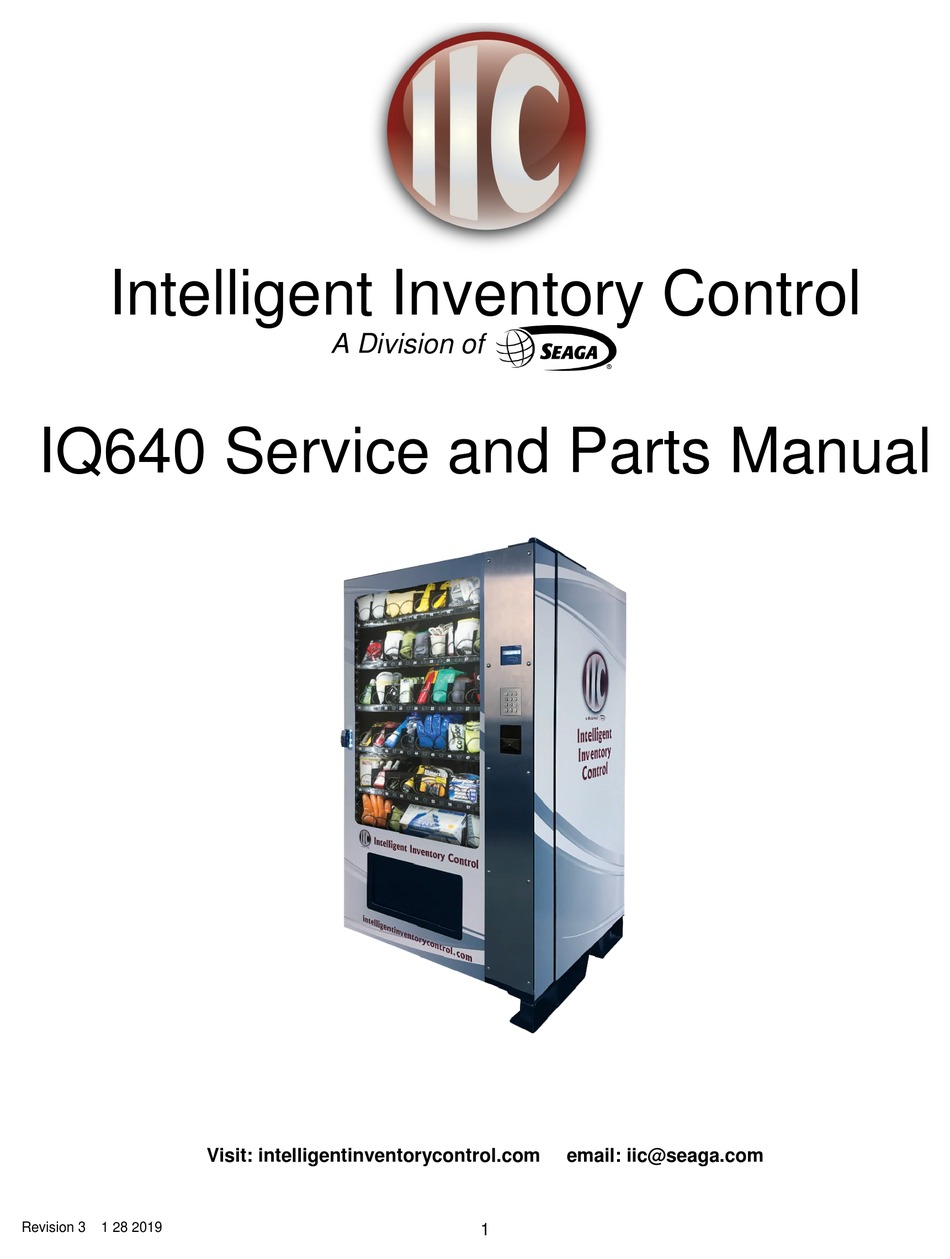 SEAGA INTELLIGENT INVENTORY CONTROL IQ640 SERVICE AND PARTS MANUAL Pdf