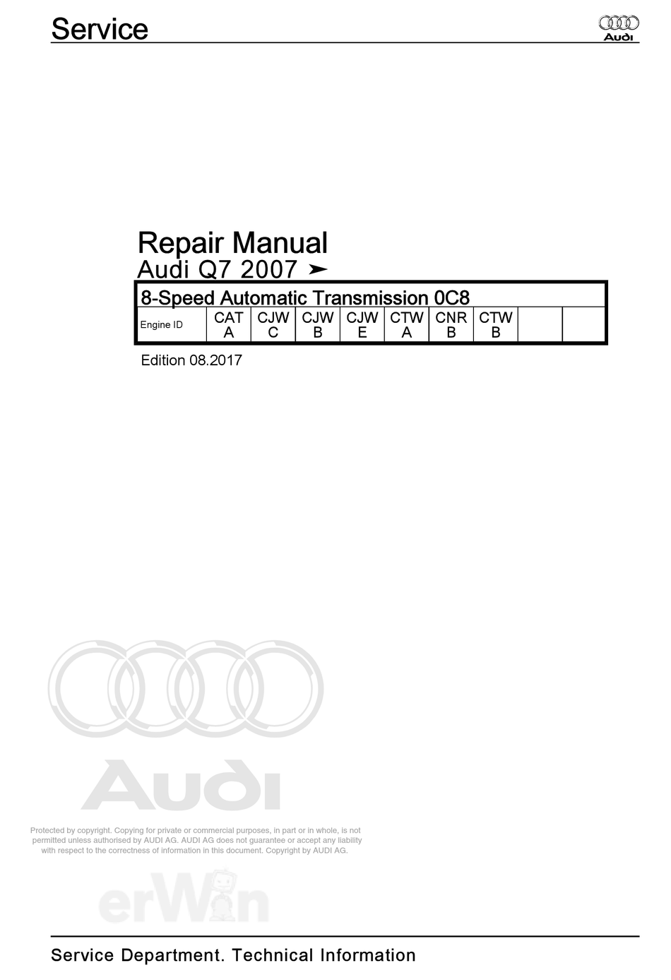 AUDI Q7 2007 REPAIR MANUAL Pdf Download ManualsLib
