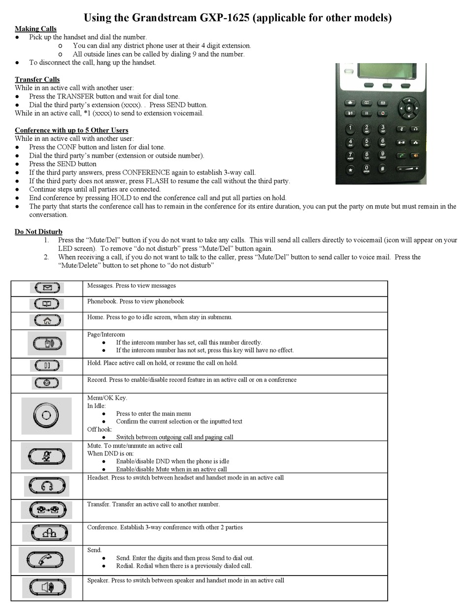 GRANDSTREAM NETWORKS GXP1625 USING Pdf Download ManualsLib