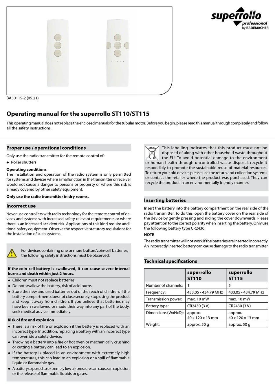 RADEMACHER SUPERROLLO ST110 OPERATING MANUAL Pdf Download | ManualsLib