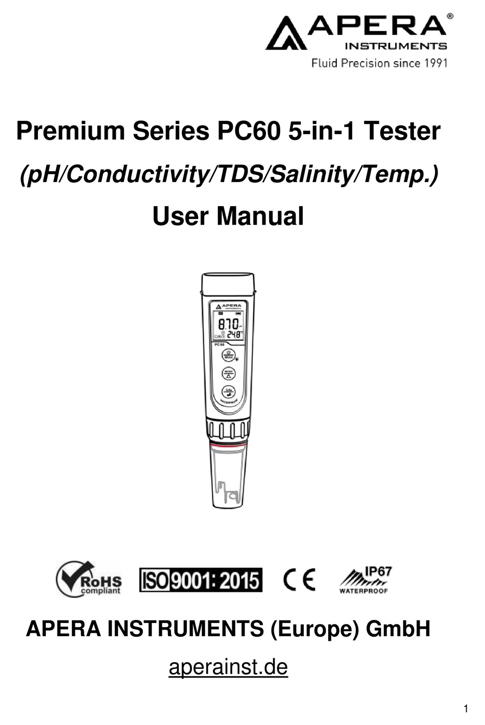 APERA INSTRUMENTS PREMIUM SERIES USER MANUAL Pdf Download | ManualsLib