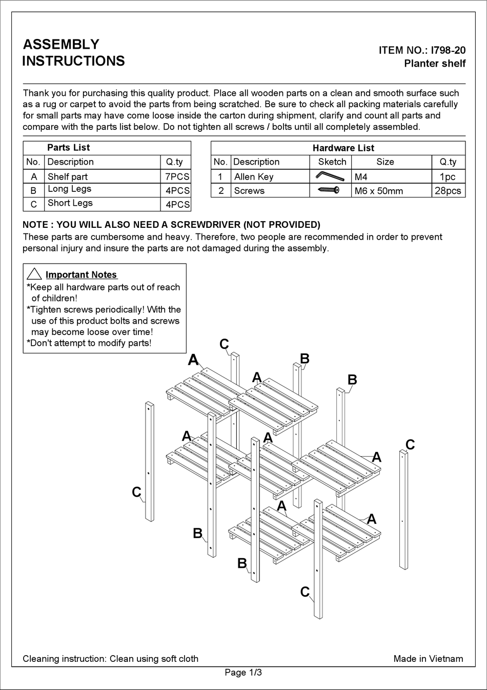 PROGRESSIVE FURNITURE I79820 ASSEMBLY INSTRUCTIONS Pdf Download